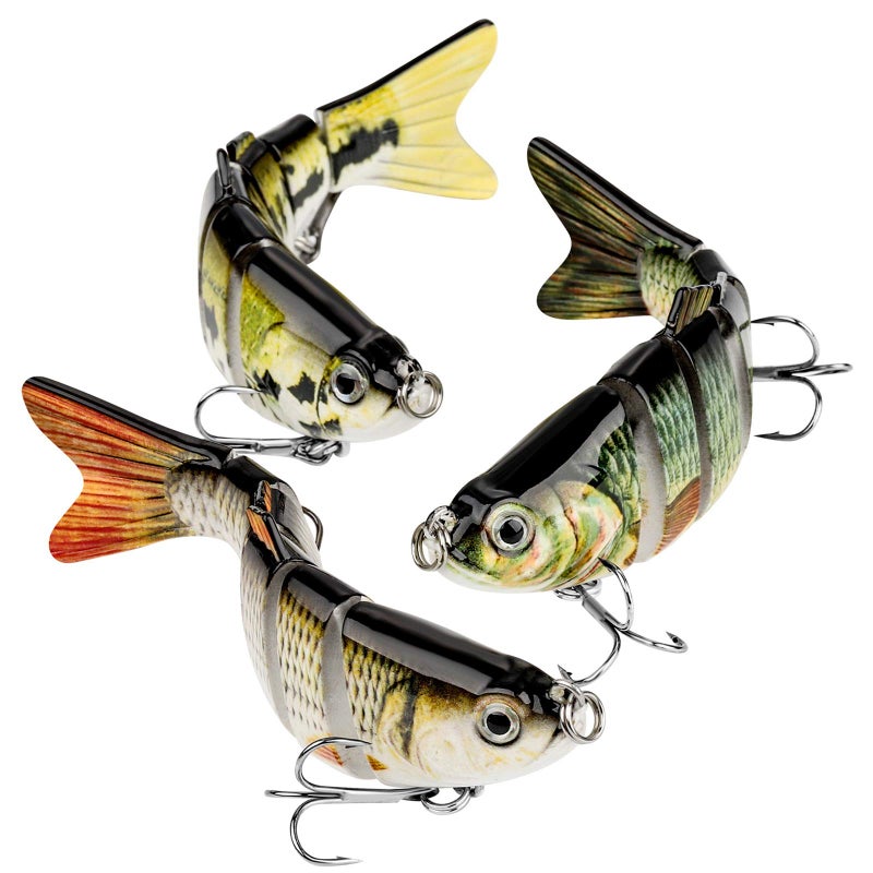 CharmYee Bass Fishing Lure for Freshwater and Saltwater Lifelike Fishing Lures Multi Jointed Swimbait for Bass Trout Crappie Walleye Pike Fishing Gifts for Men-3 Pack - Image 1